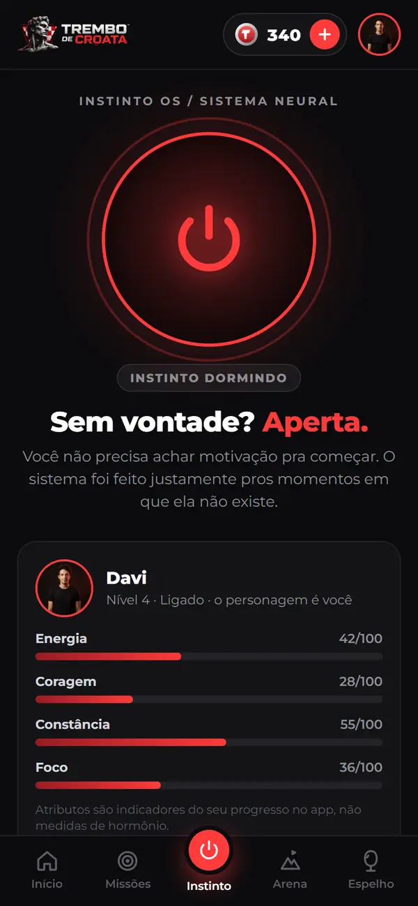 Instinto OS: o botão Ativar meu instinto